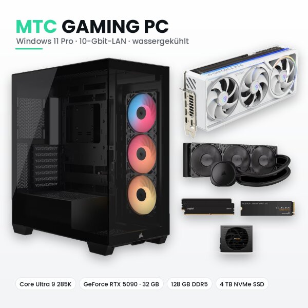 High-End Gaming-PC | Intel Core Ultra 9 285K · ASUS ROG Astral RTX 5090 White OC Edition 32 GB · 128 GB DDR5 · 4 TB SSD · Windows 11 Pro
